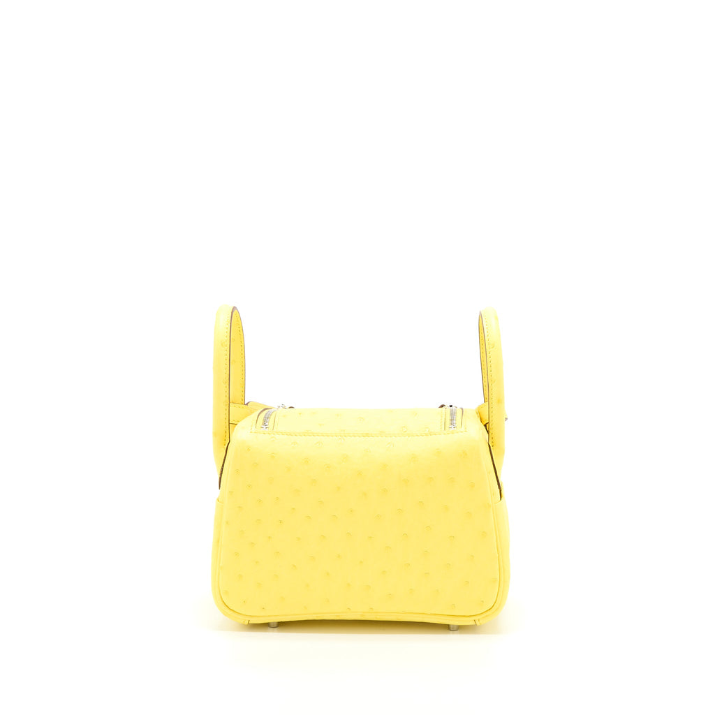 HERMES MINI LINDY OSTRICH JAUNE CITRON SHW