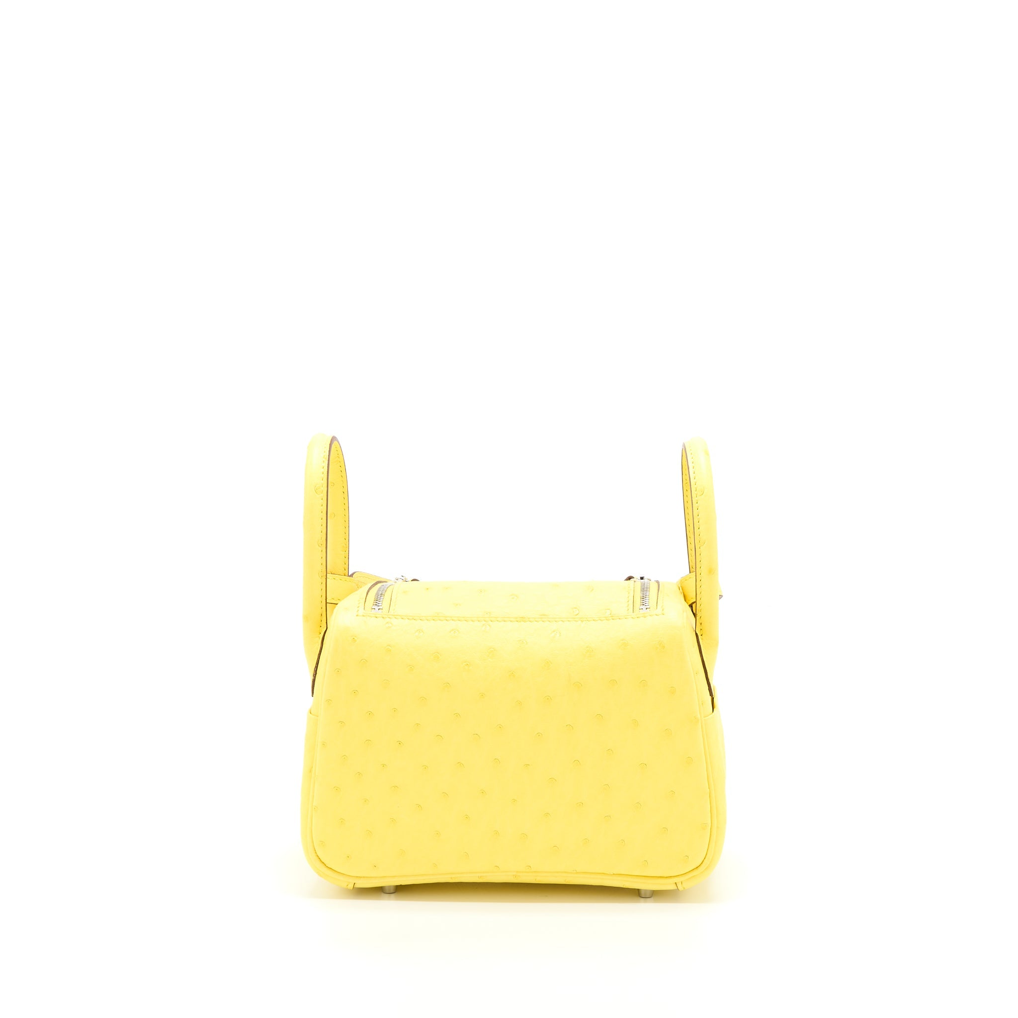 HERMES MINI LINDY OSTRICH JAUNE CITRON SHW
