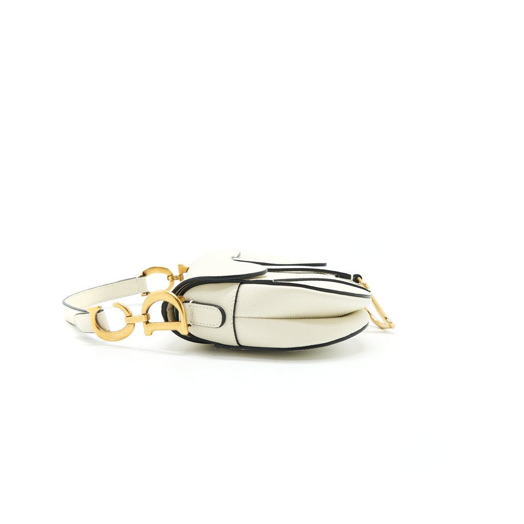 DIOR SMALL SADDLE BAG WHITE GHW
