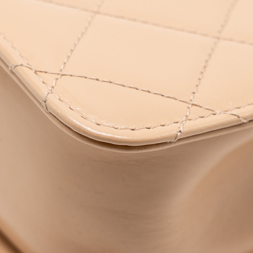 CHANEL GOLD CRUSH FLAP BAG CALFSKIN BEIGE GHW (MICROCHIP)