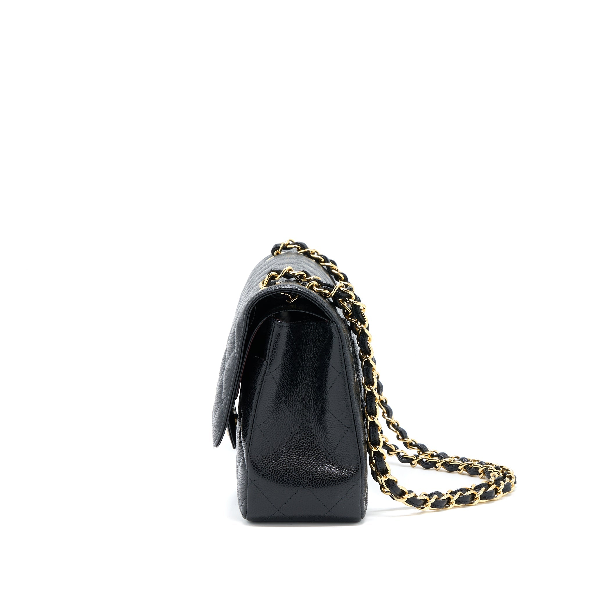 CHANEL CLASSIC JUMBO DOUBLE FLAP CAVIAR BLACK GHW (MICROCHIP)