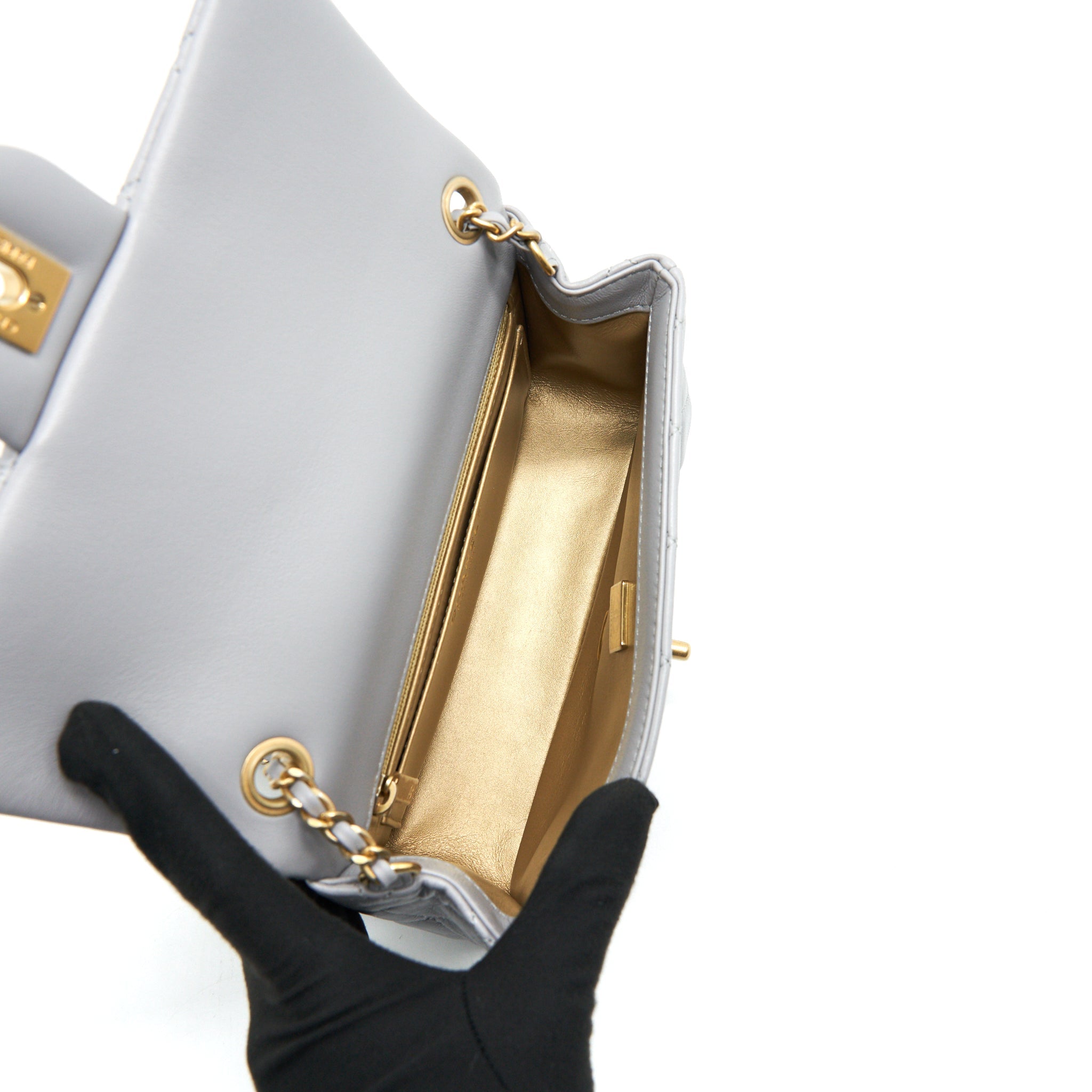 CHANEL 21B PEARL CRUSH MINI RECTANGULAR FLAP BAG GREY GHW