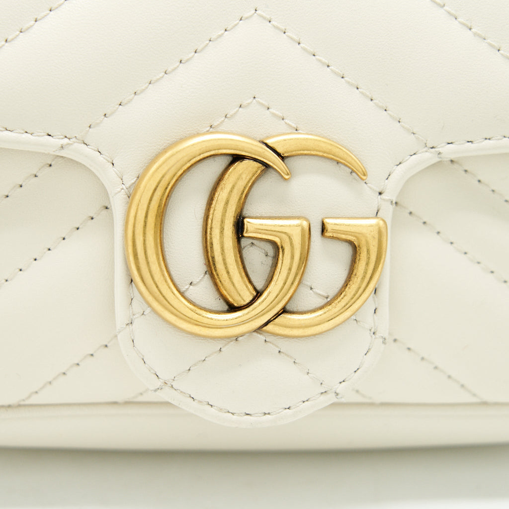 GUCCI GG MARMONT SUPER MINI WHITE WITH GHW