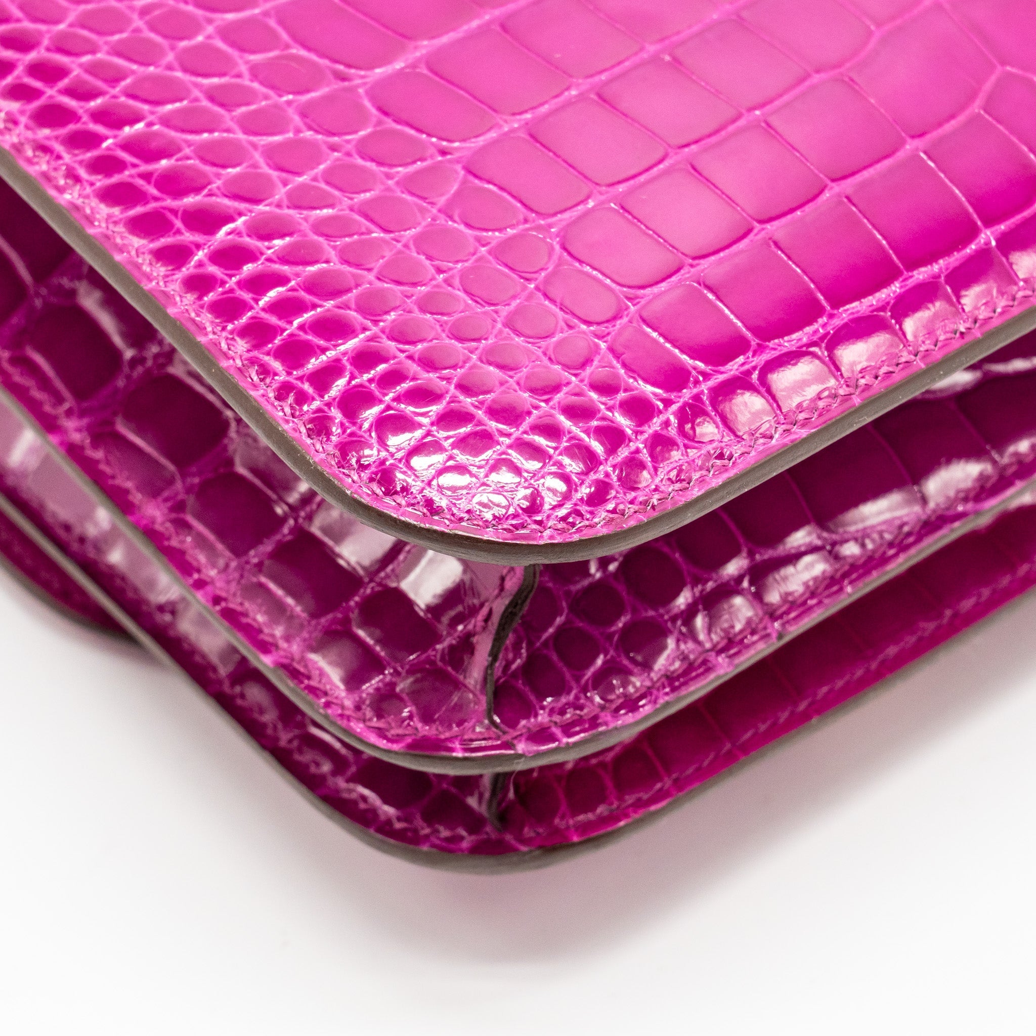 HERMES MINI CONSTANCE SHINY ALLIGATOR MISSIPPIENS J5 ROSE SHEHERARADEZ GHW