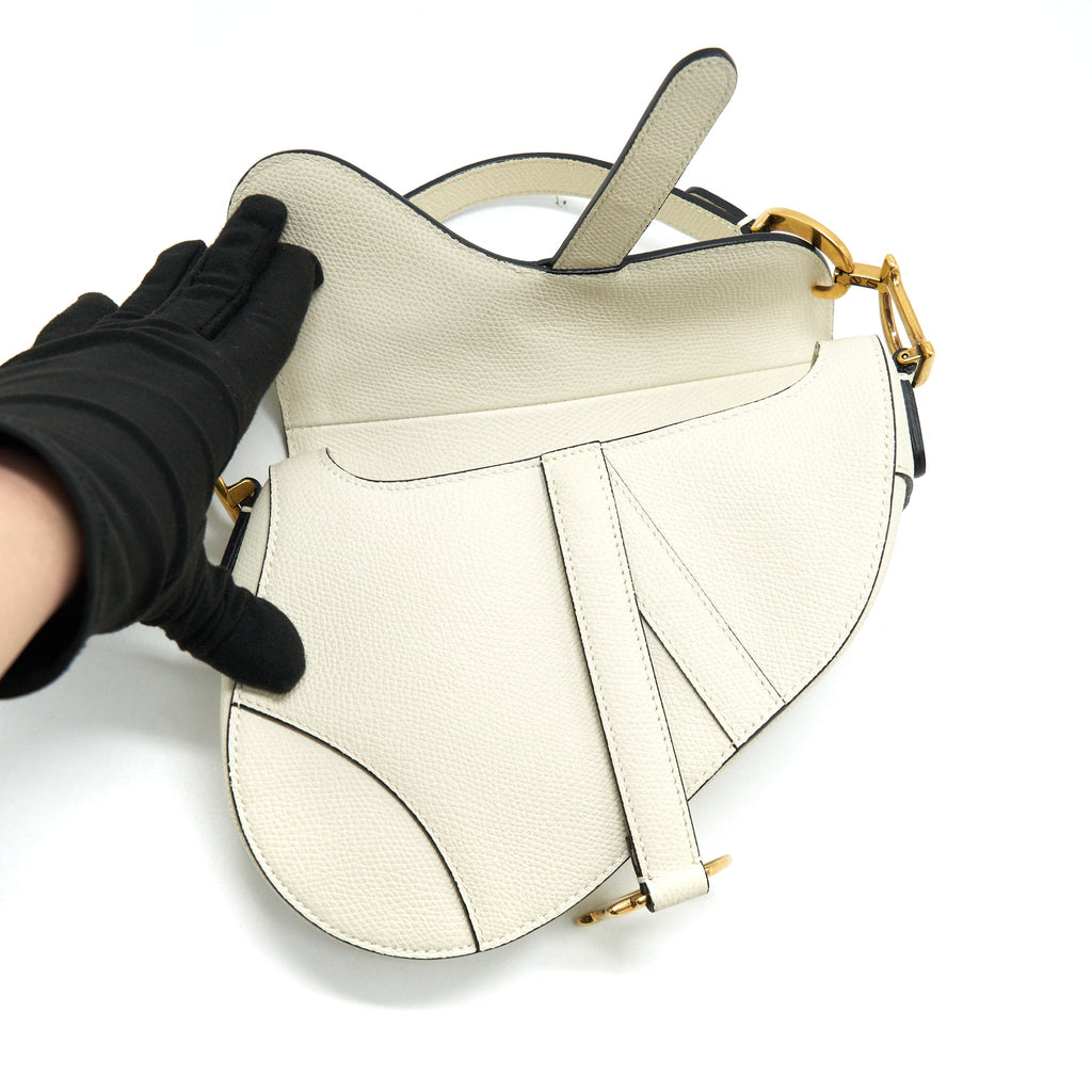 DIOR SMALL SADDLE BAG WHITE GHW