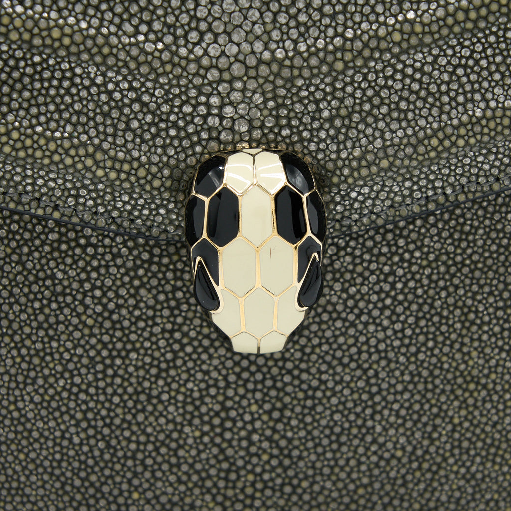 BVLGARI SERPENTI FOREVER CROSSBODY BAG STINGRAY LEATHER SILVER LGHW