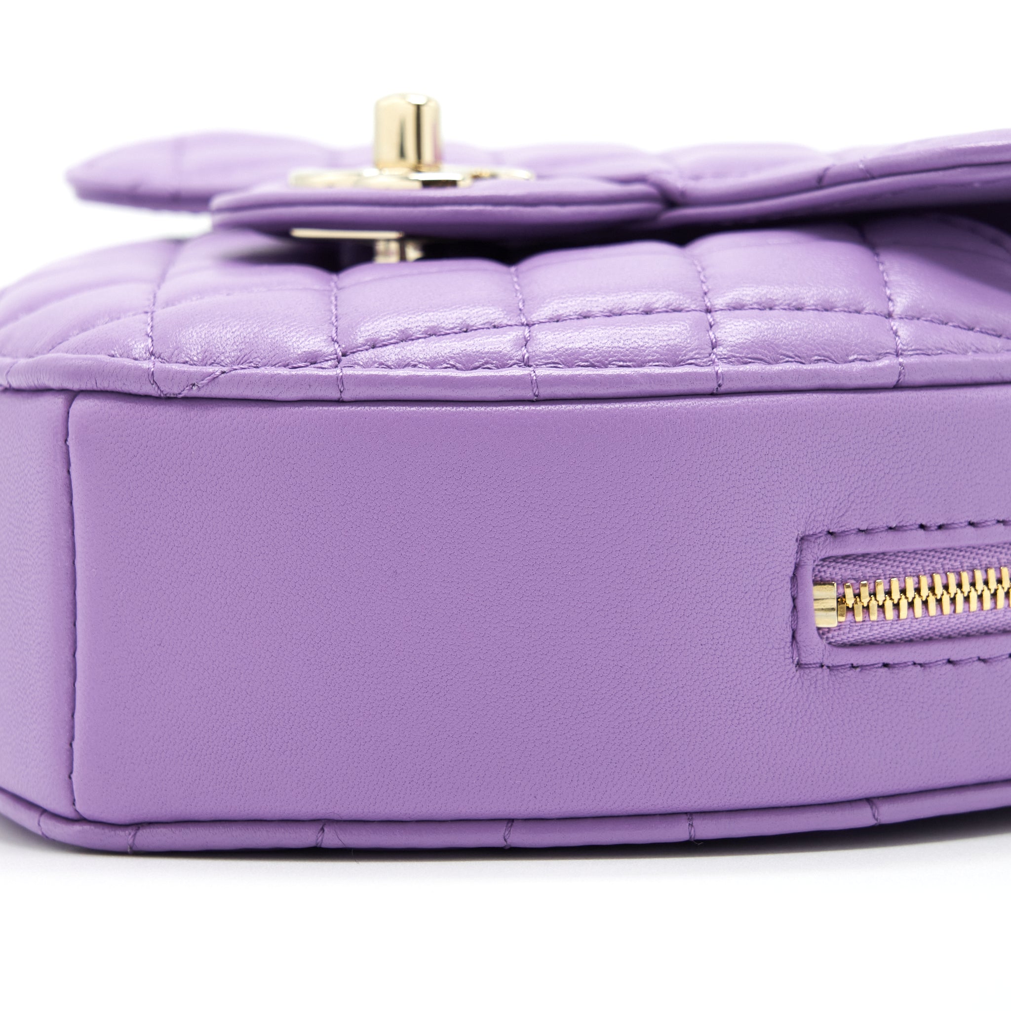 CHANEL 22S HEART BAG LAMBSKIN PURPLE LGHW (MICROCHIP)