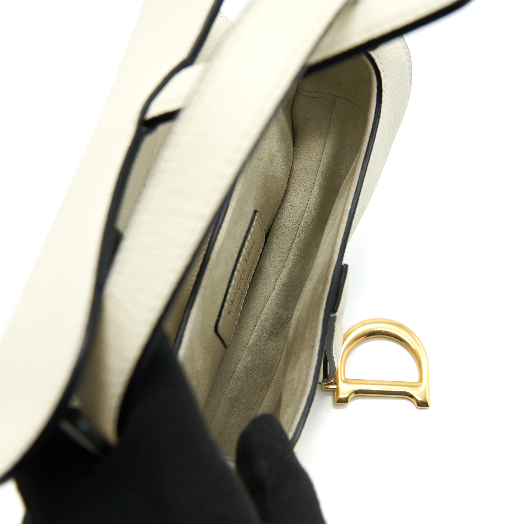 DIOR SMALL SADDLE BAG WHITE GHW