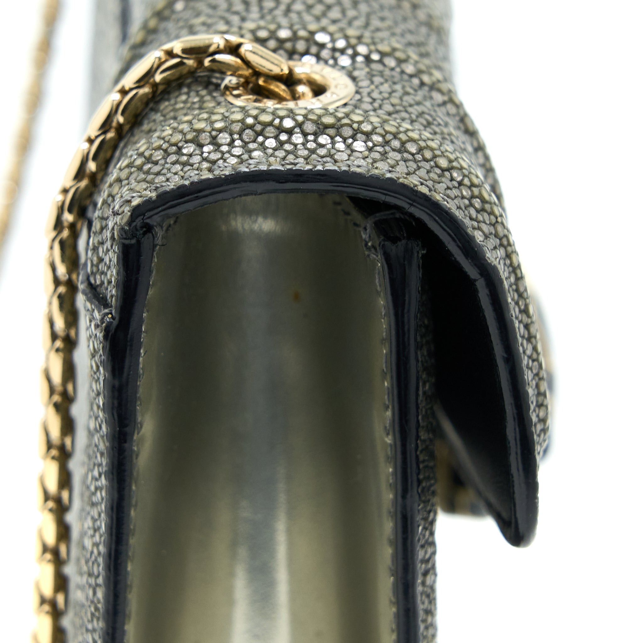 BVLGARI SERPENTI FOREVER CROSSBODY BAG STINGRAY LEATHER SILVER LGHW