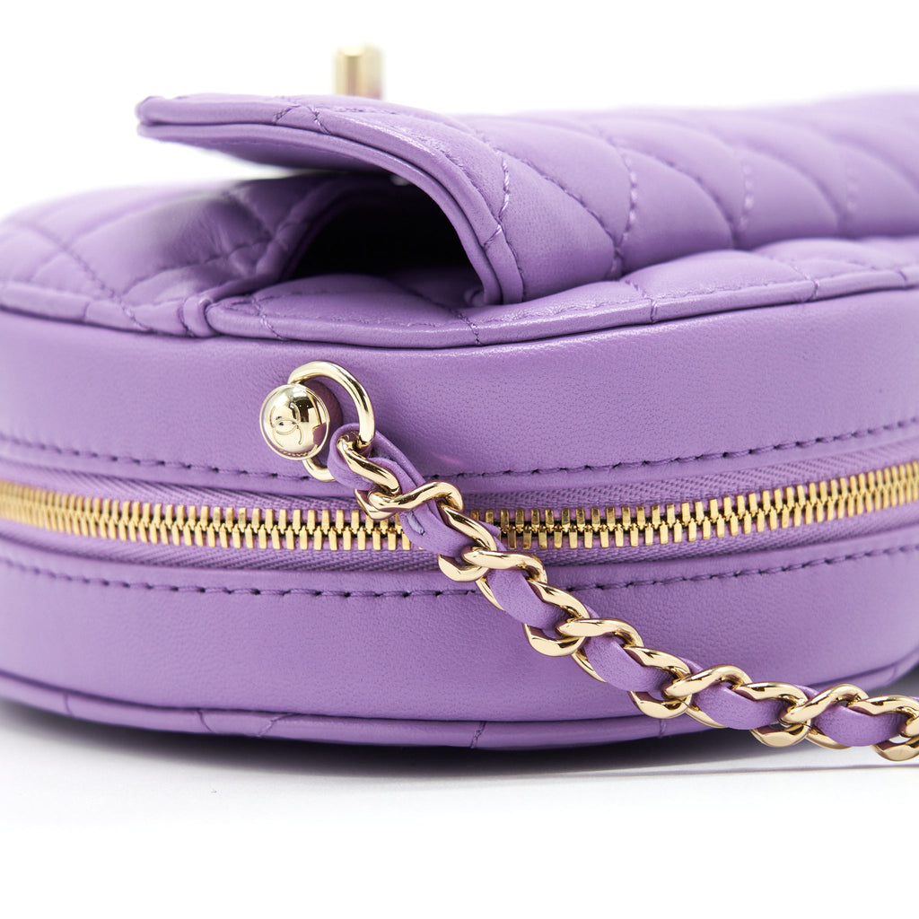 CHANEL 22S HEART BAG LAMBSKIN PURPLE LGHW (MICROCHIP)