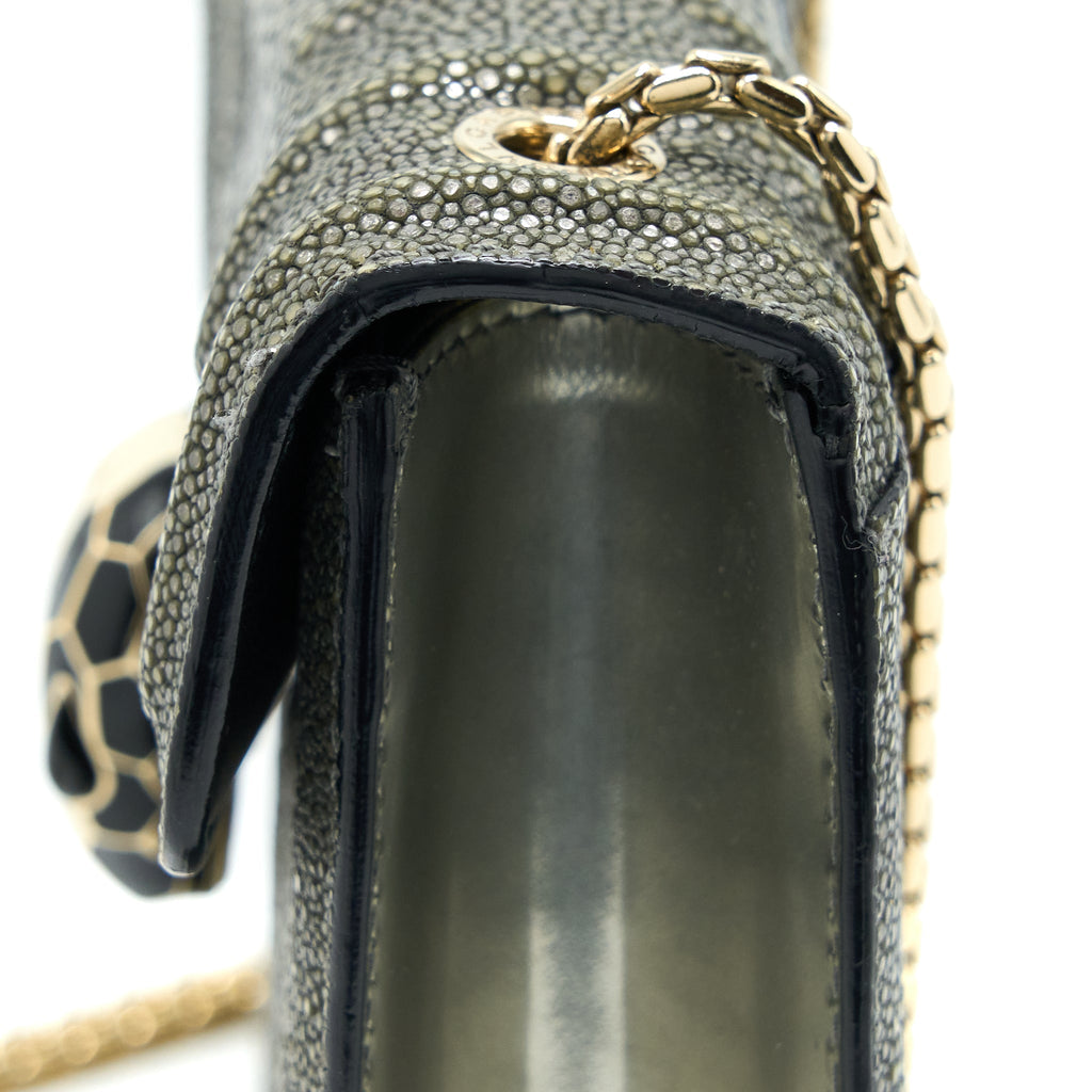 BVLGARI SERPENTI FOREVER CROSSBODY BAG STINGRAY LEATHER SILVER LGHW