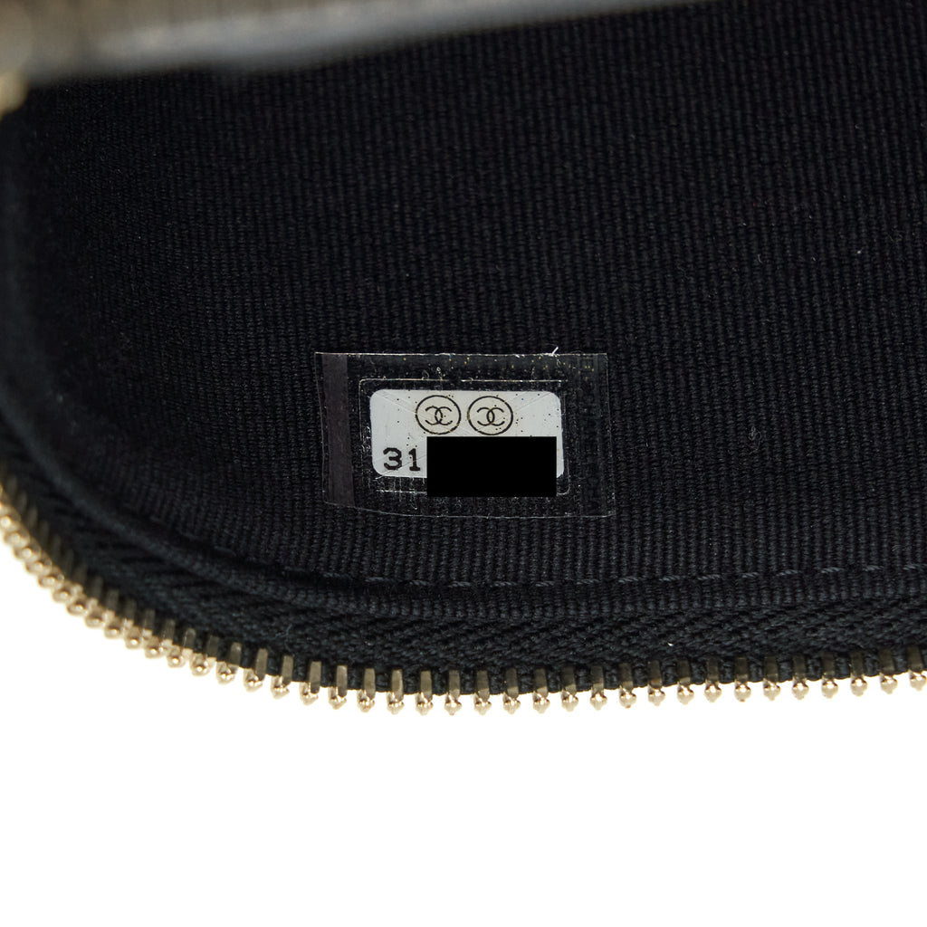 CHANEL 22P LONG VANITY WITH CC LOGO CHAIN CAVIAR BLACK LGHW
