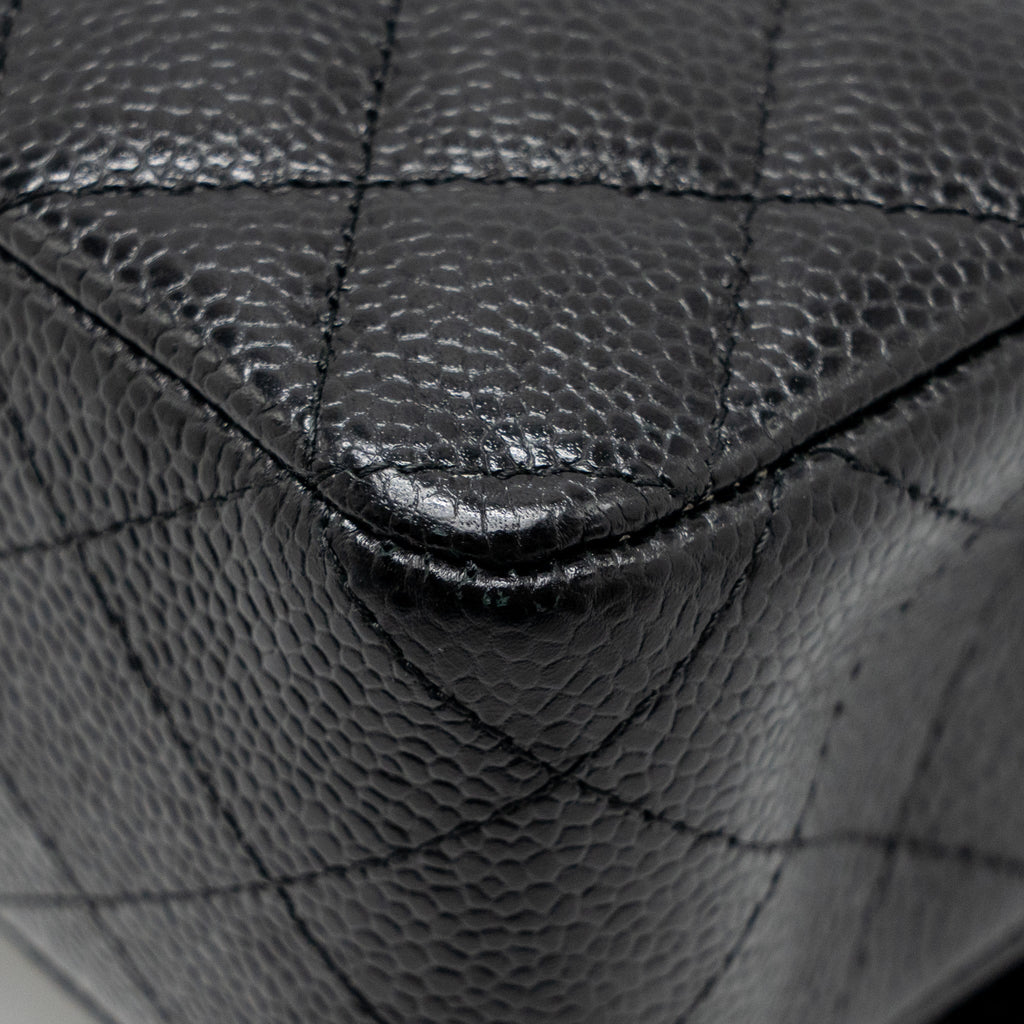 CHANEL MEDIUM CLASSIC DOUBLE FLAP BAG CAVIAR BLACK SHW