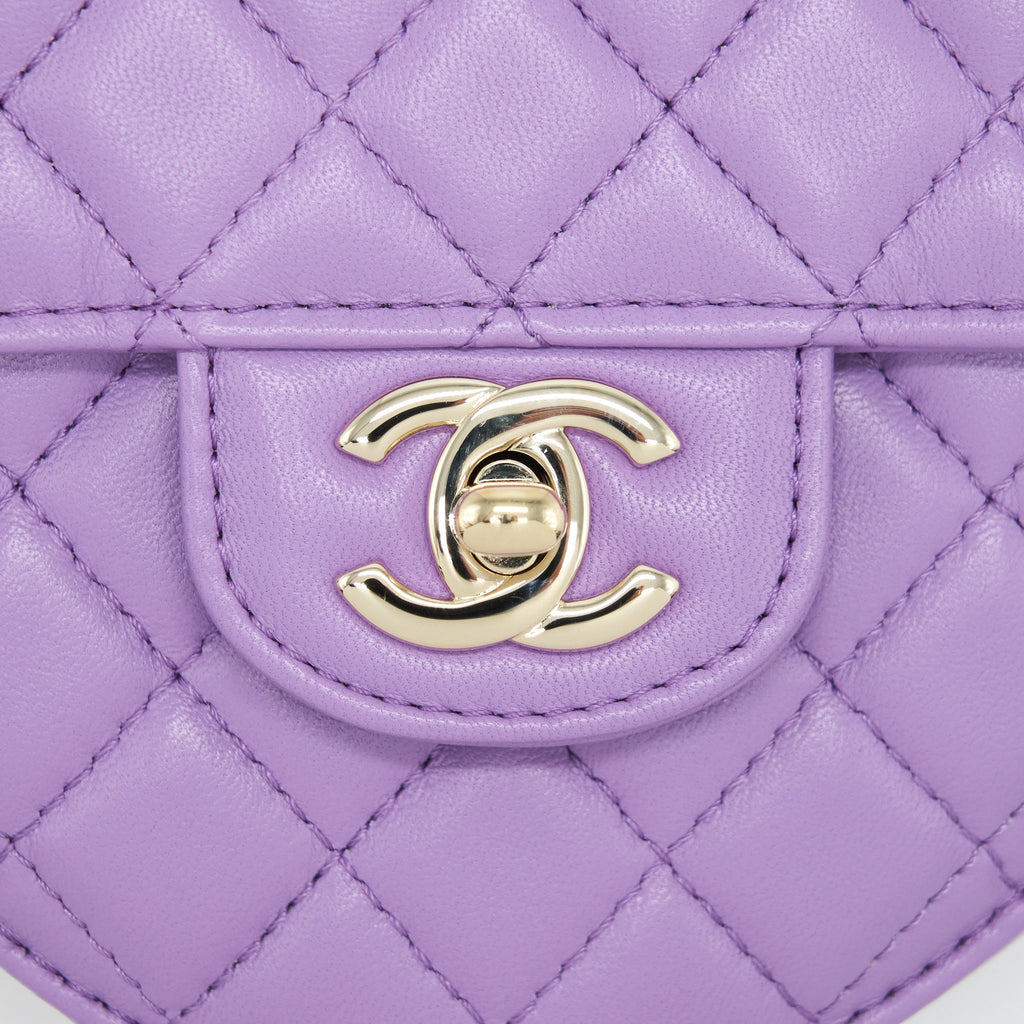CHANEL 22S HEART BAG LAMBSKIN PURPLE LGHW (MICROCHIP)