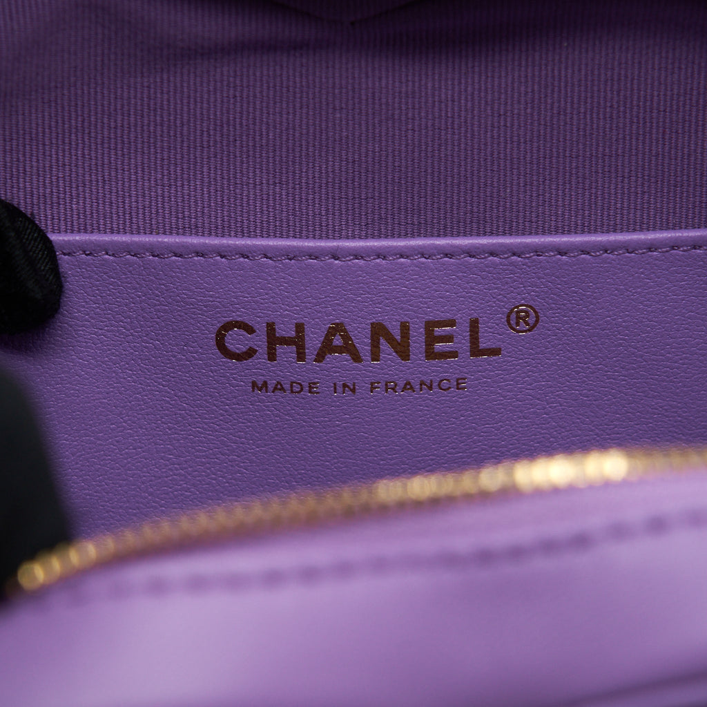 CHANEL 22S HEART BAG LAMBSKIN PURPLE LGHW (MICROCHIP)