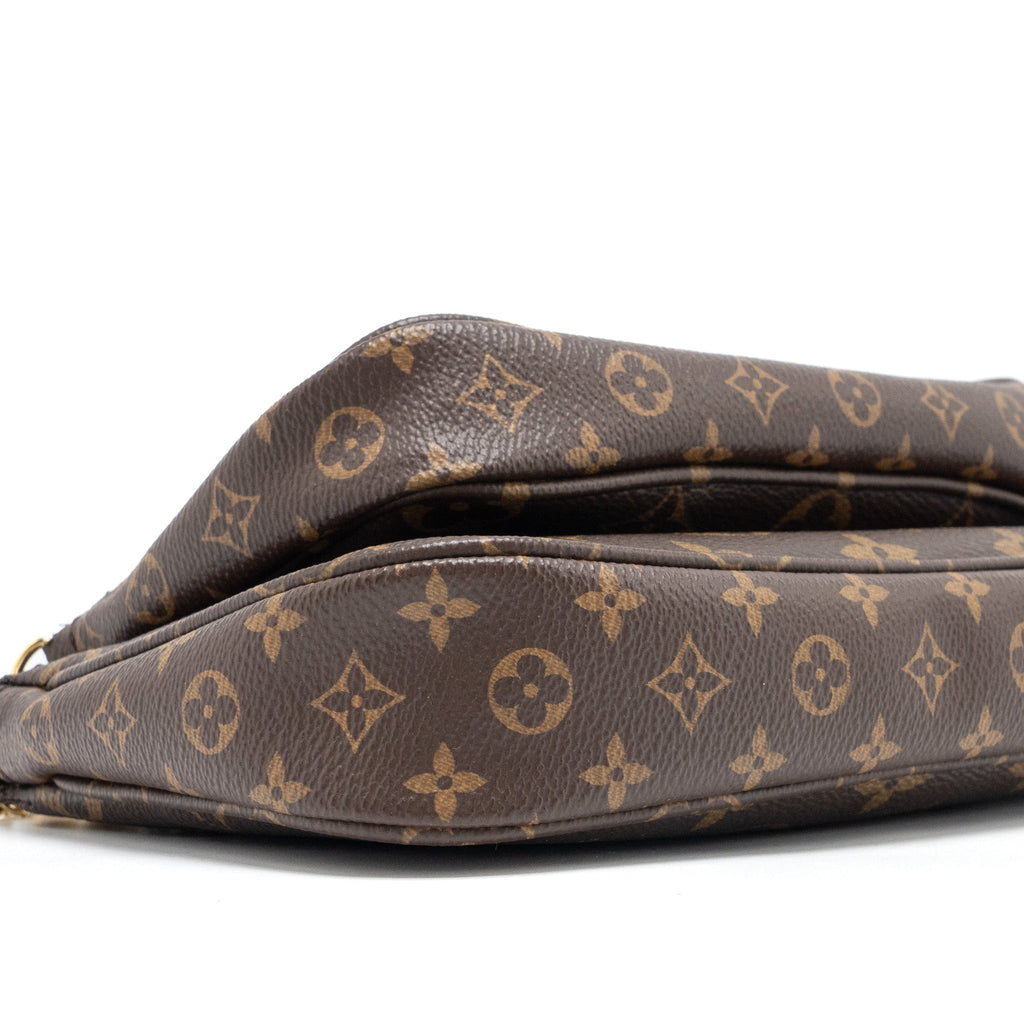 LOUIS VUITTON MULTI POCHETTE MONOGRAM CANVAS WITH KHAKI/ROSE CLAIR TWO STRAPS GHW