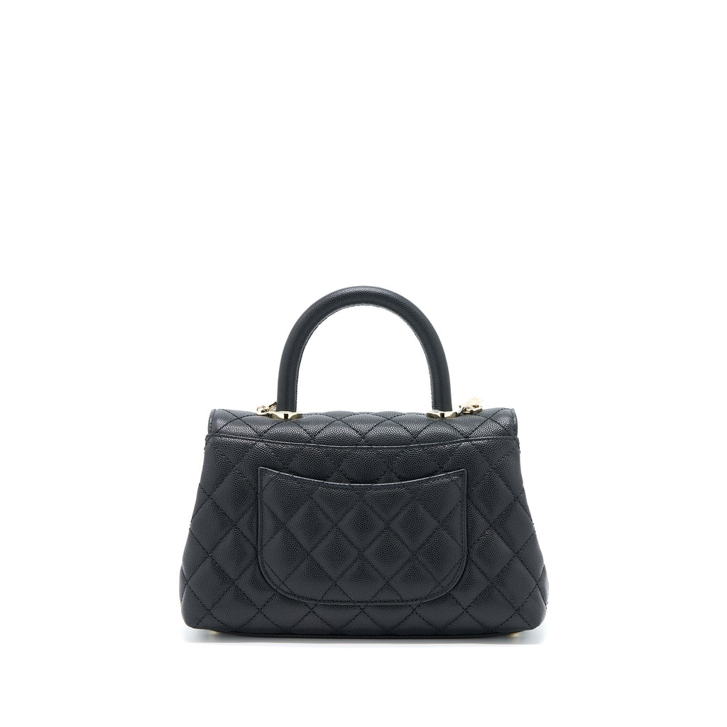 CHANEL COCO HANDLE CAVIAR BLACK LGHW(MICROCHIP)