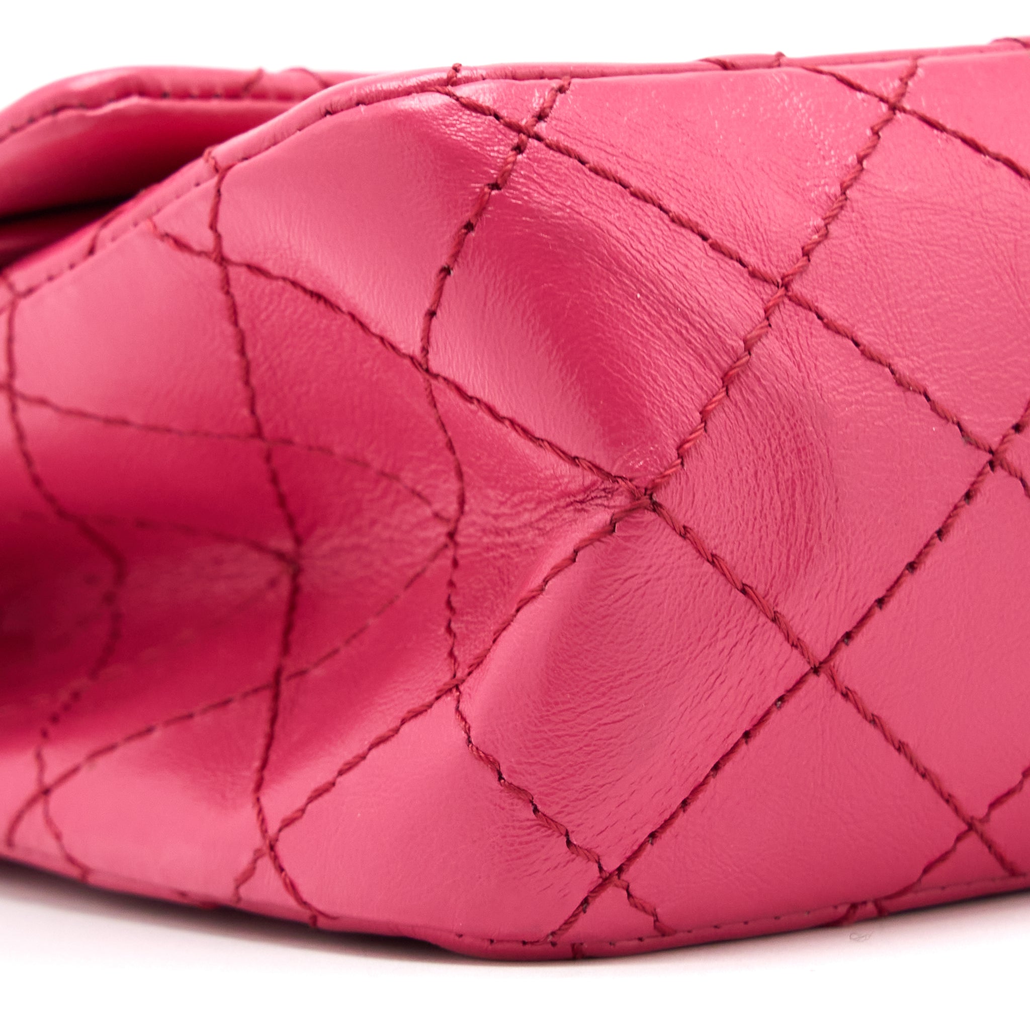 CHANEL SMALL 2.55 REISSUE AGED CALFSKIN HOT PINK BRUSHED GHW