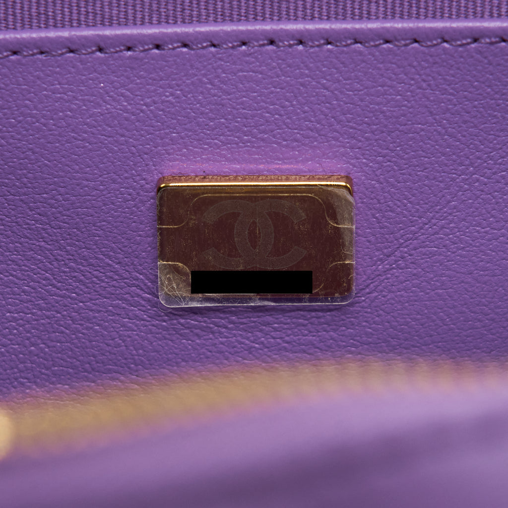 CHANEL 22S HEART BAG LAMBSKIN PURPLE LGHW (MICROCHIP)