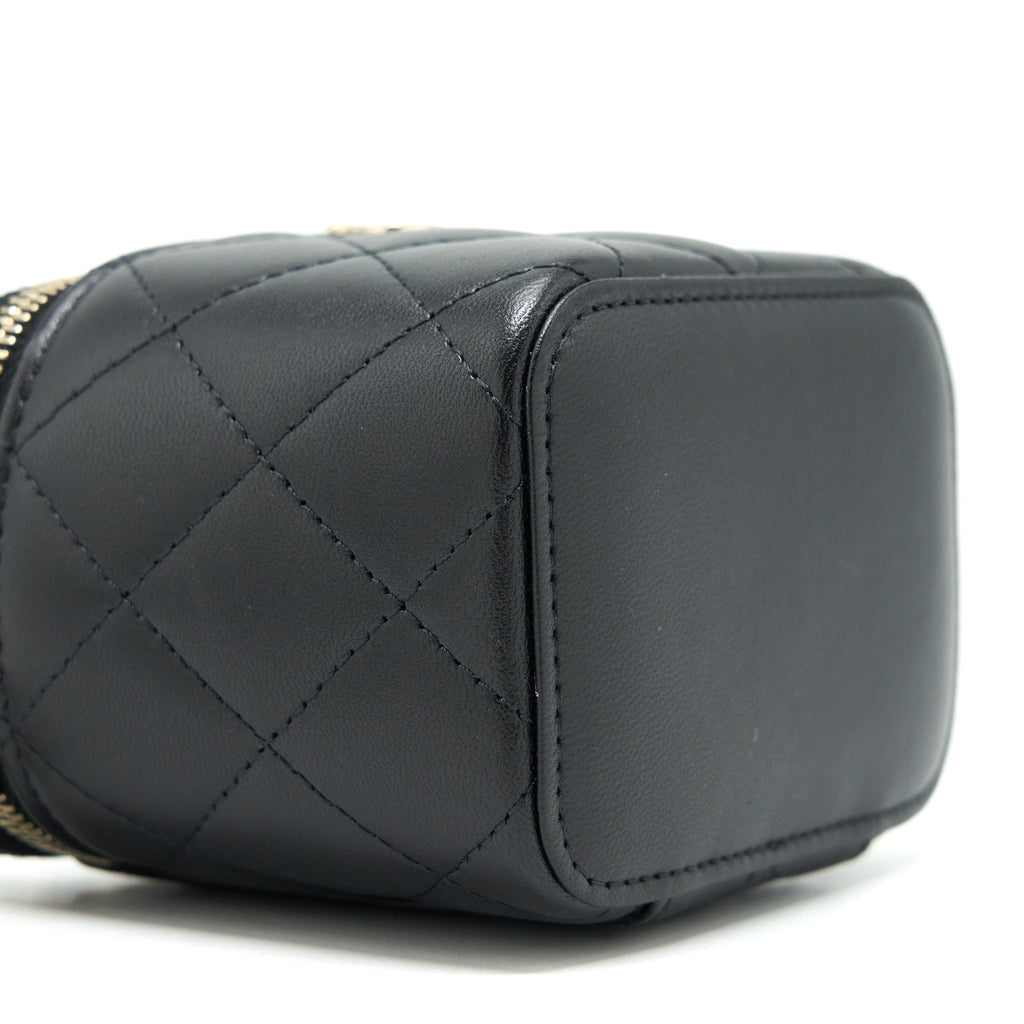 CHANEL MINI VANITY WITH PEARL CHAIN LAMBSKIN BLACK LGHW