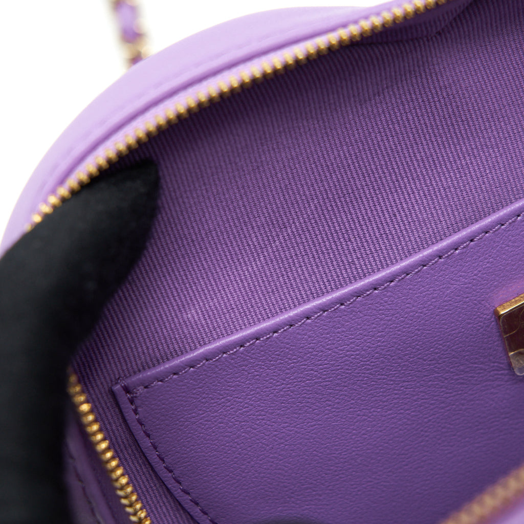 CHANEL 22S HEART BAG LAMBSKIN PURPLE LGHW (MICROCHIP)