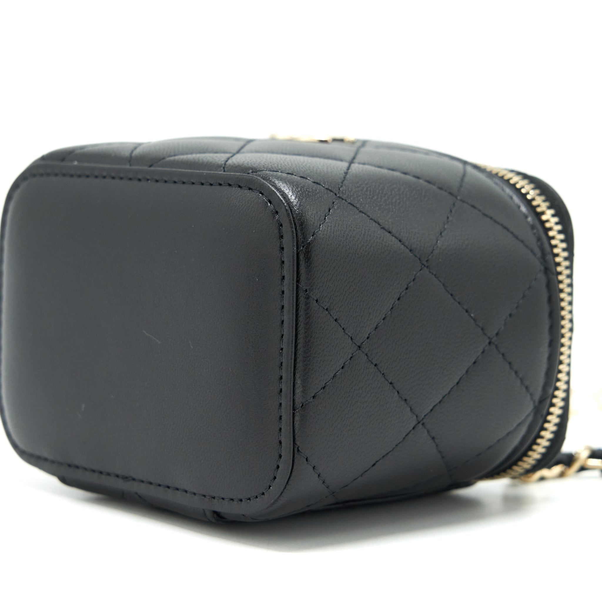 CHANEL MINI VANITY WITH PEARL CHAIN LAMBSKIN BLACK LGHW