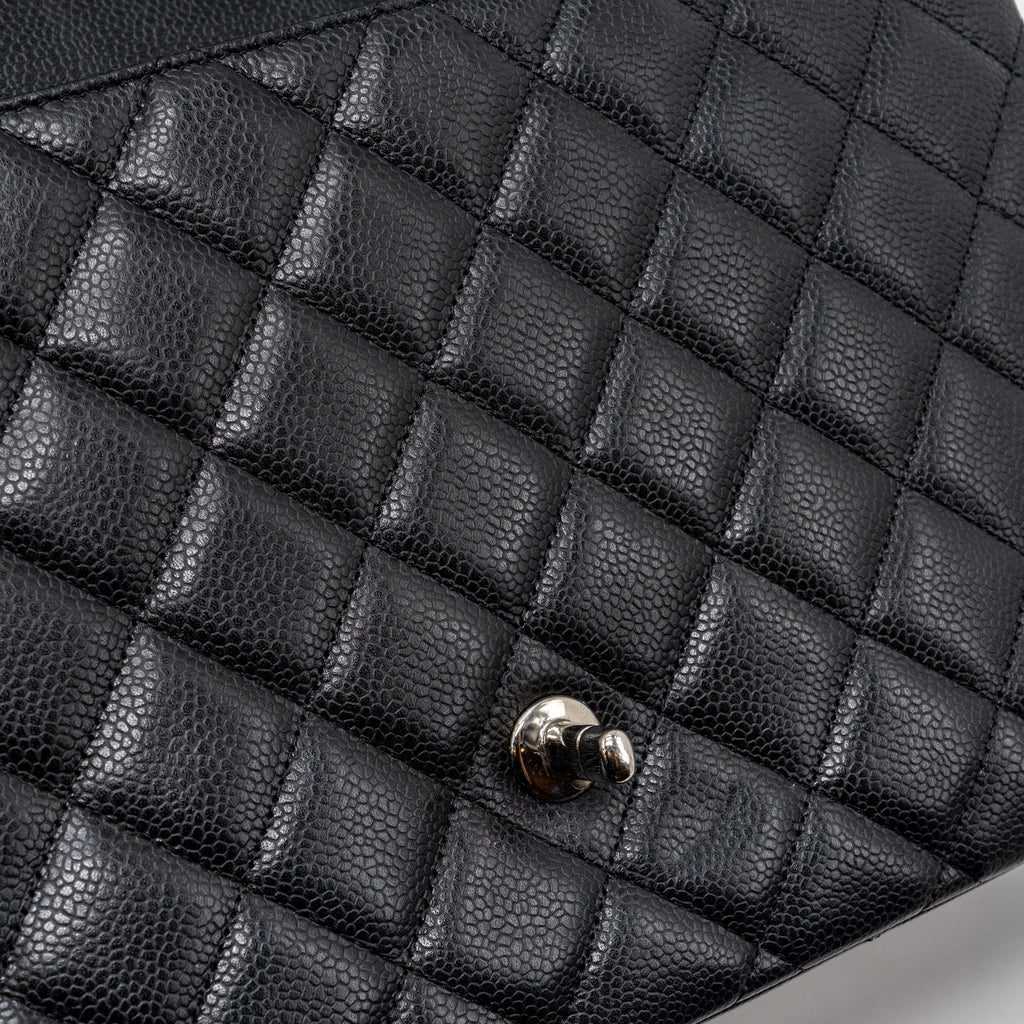 CHANEL JUMBO CLASSIC SINGLE FLAP BAG CAVIAR BLACK SHW