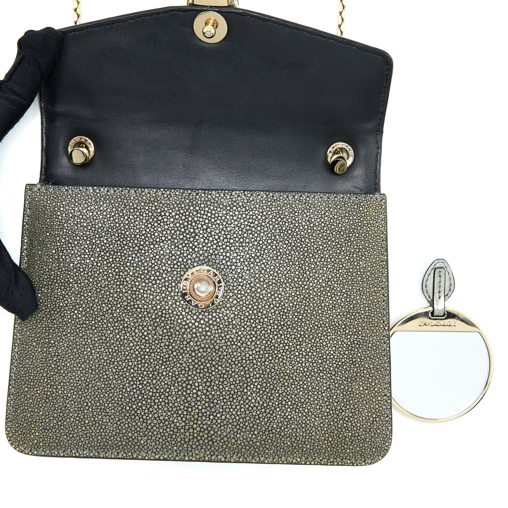 BVLGARI SERPENTI FOREVER CROSSBODY BAG STINGRAY LEATHER SILVER LGHW