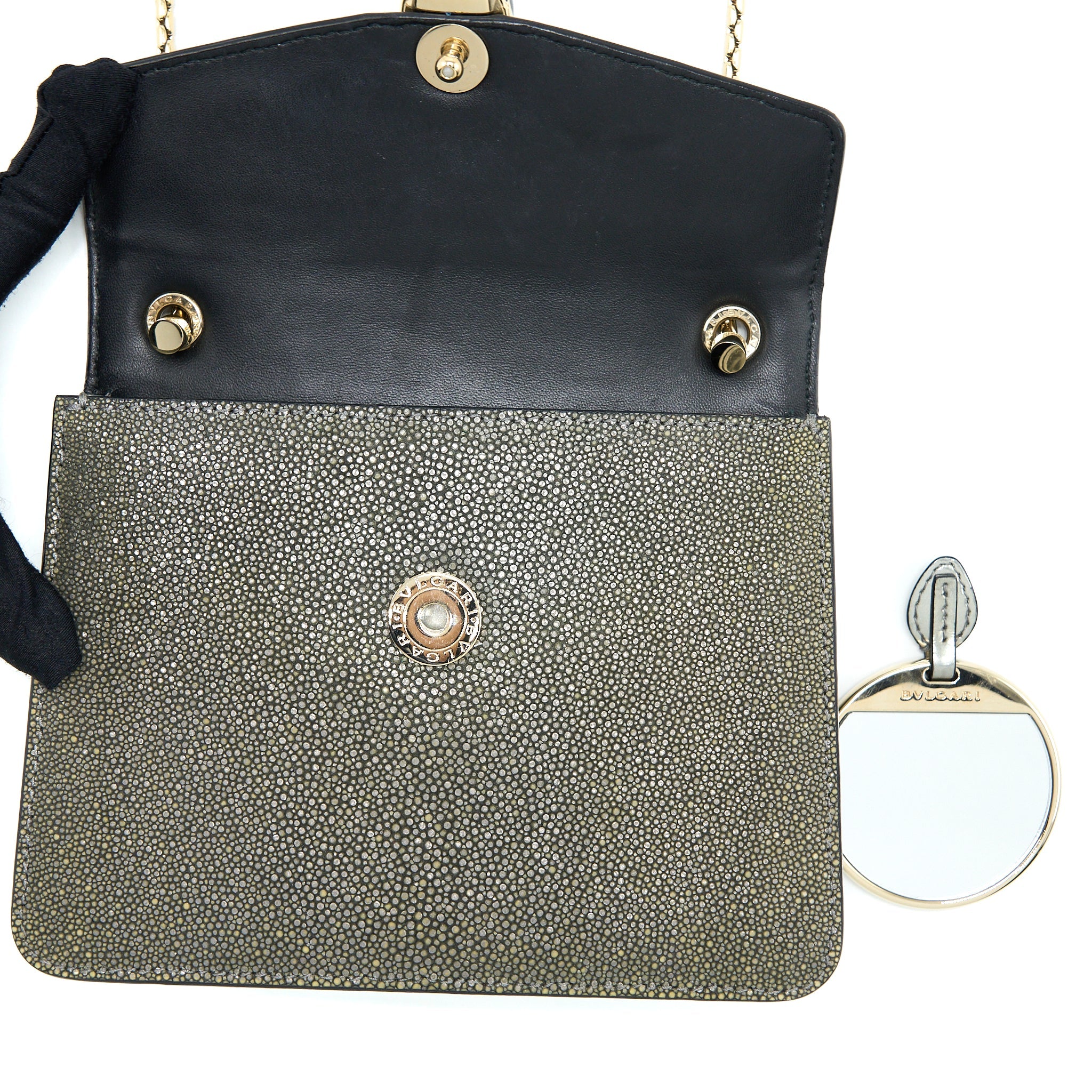 BVLGARI SERPENTI FOREVER CROSSBODY BAG STINGRAY LEATHER SILVER LGHW
