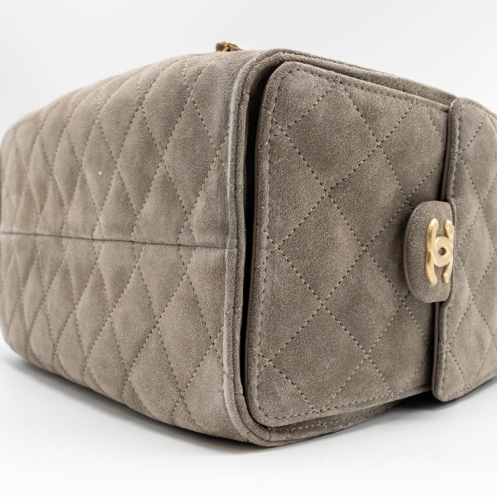 CHANEL SMALL 25 BAG SUEDE GREY GHW (MICROCHIP)