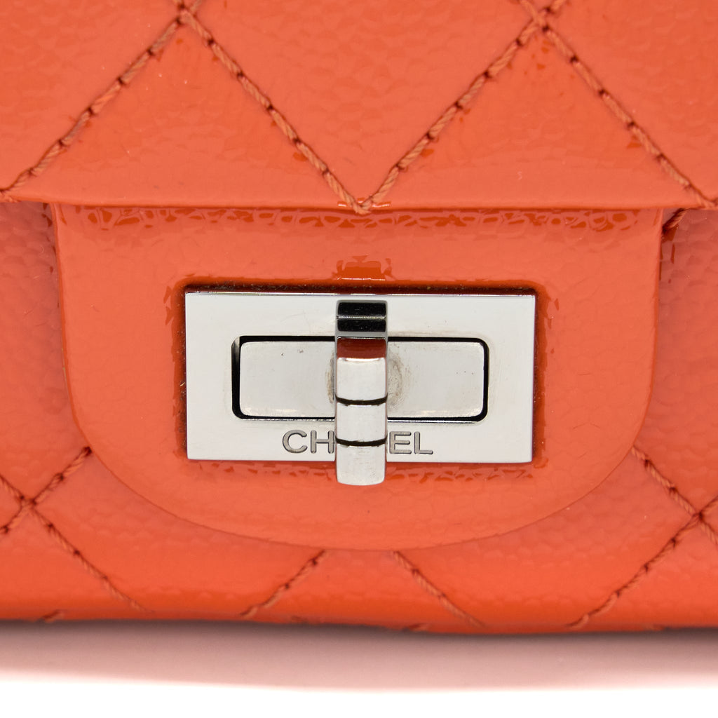 CHANEL SMALL 2.55 REISSUE FLAP BAG PATENT ORANGE SHW