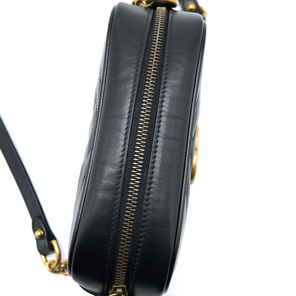 GUCCI GG MINI MARMONT MATELASSÉ BAG BLACK GHW