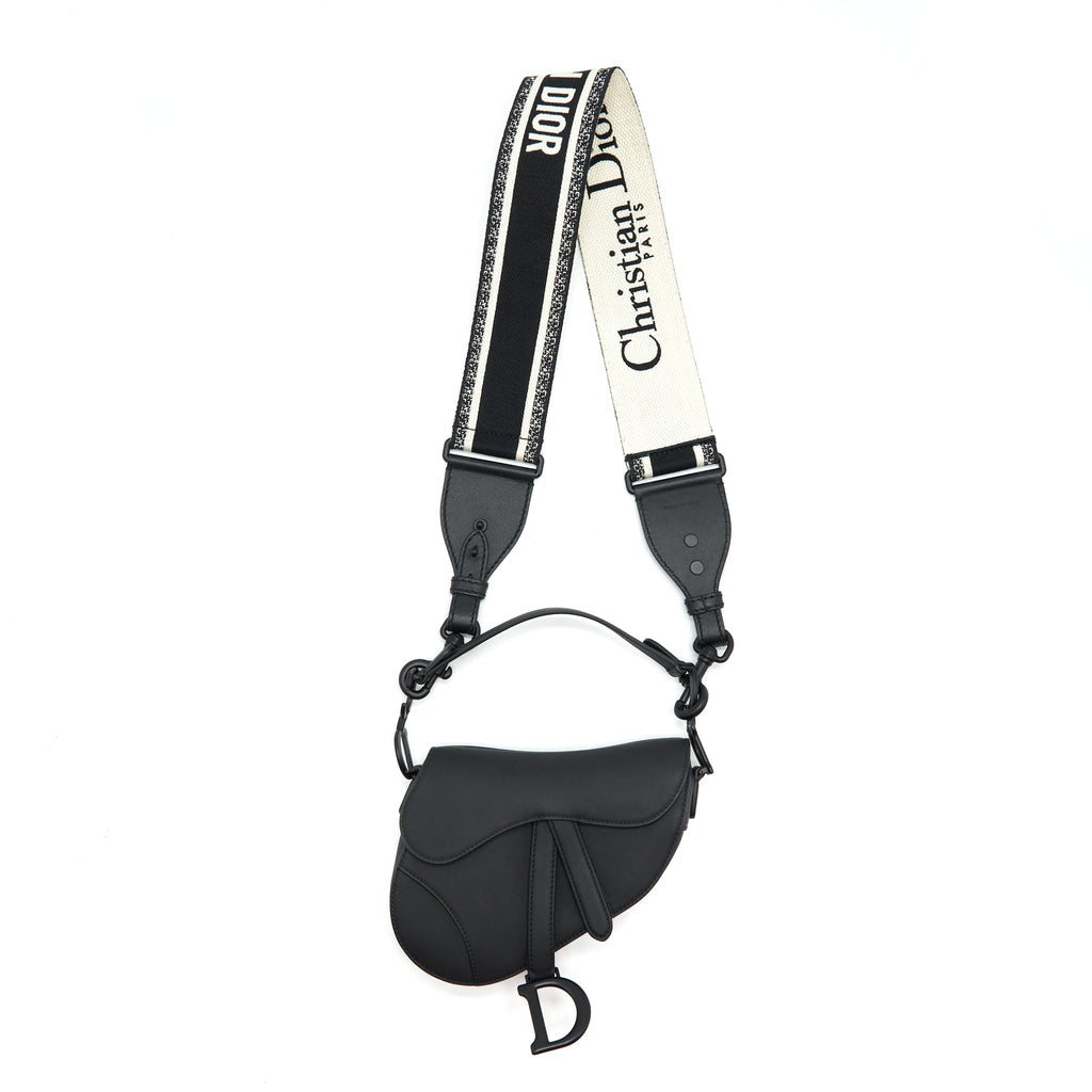 DIOR MINI SADDLE CALFSKIN SO BLACK WITH AN EXTRA SHOULDER STRAP