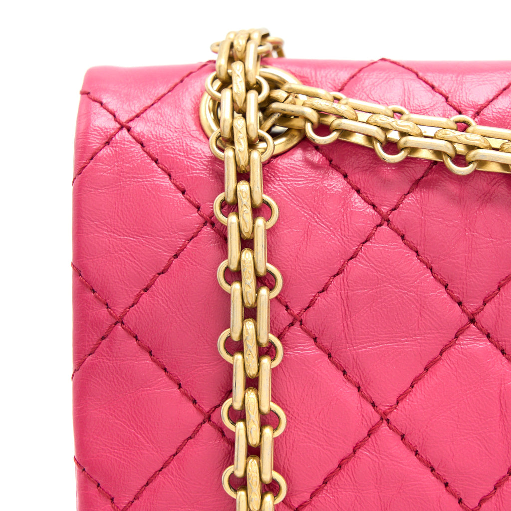 CHANEL SMALL 2.55 REISSUE AGED CALFSKIN HOT PINK BRUSHED GHW