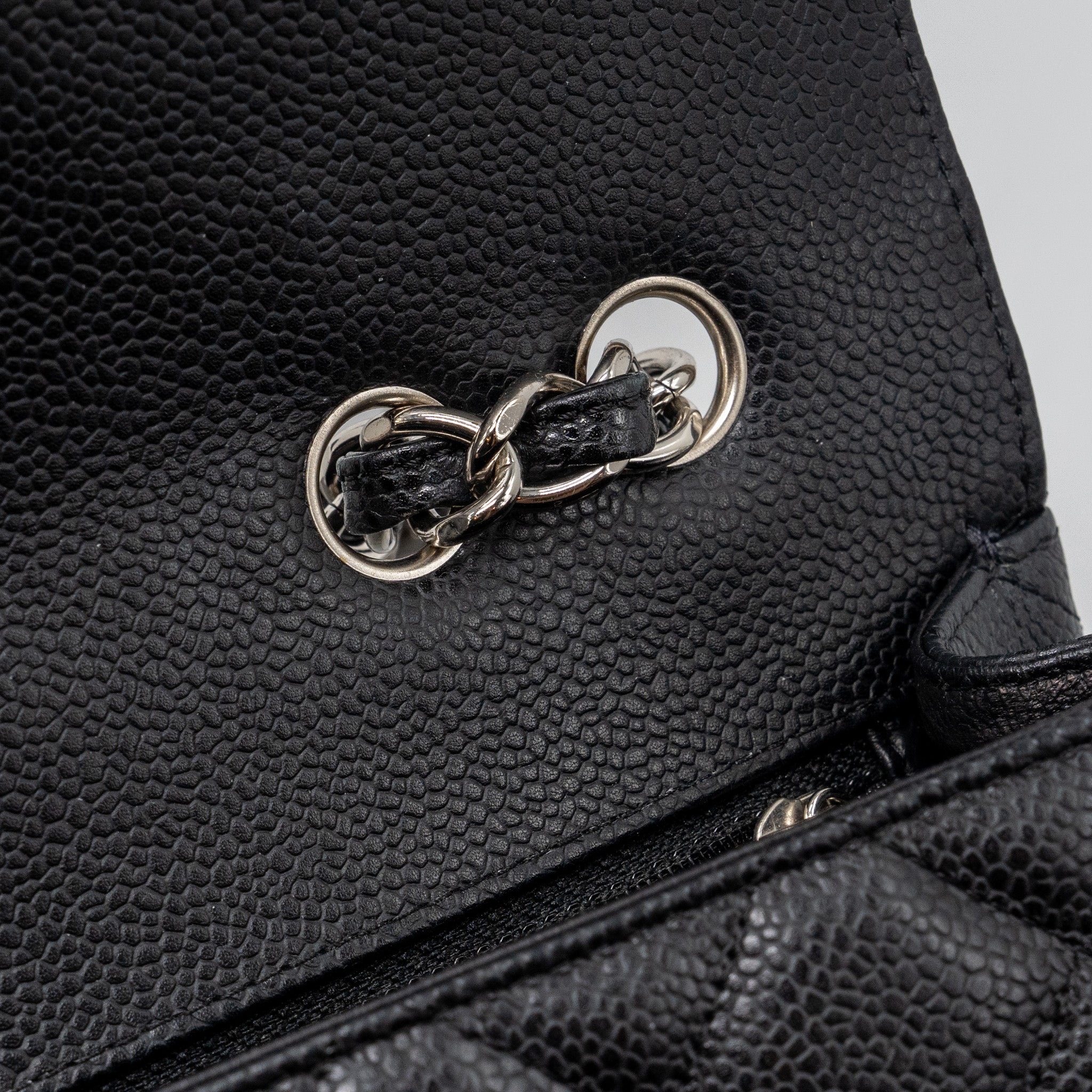 CHANEL JUMBO CLASSIC SINGLE FLAP BAG CAVIAR BLACK SHW