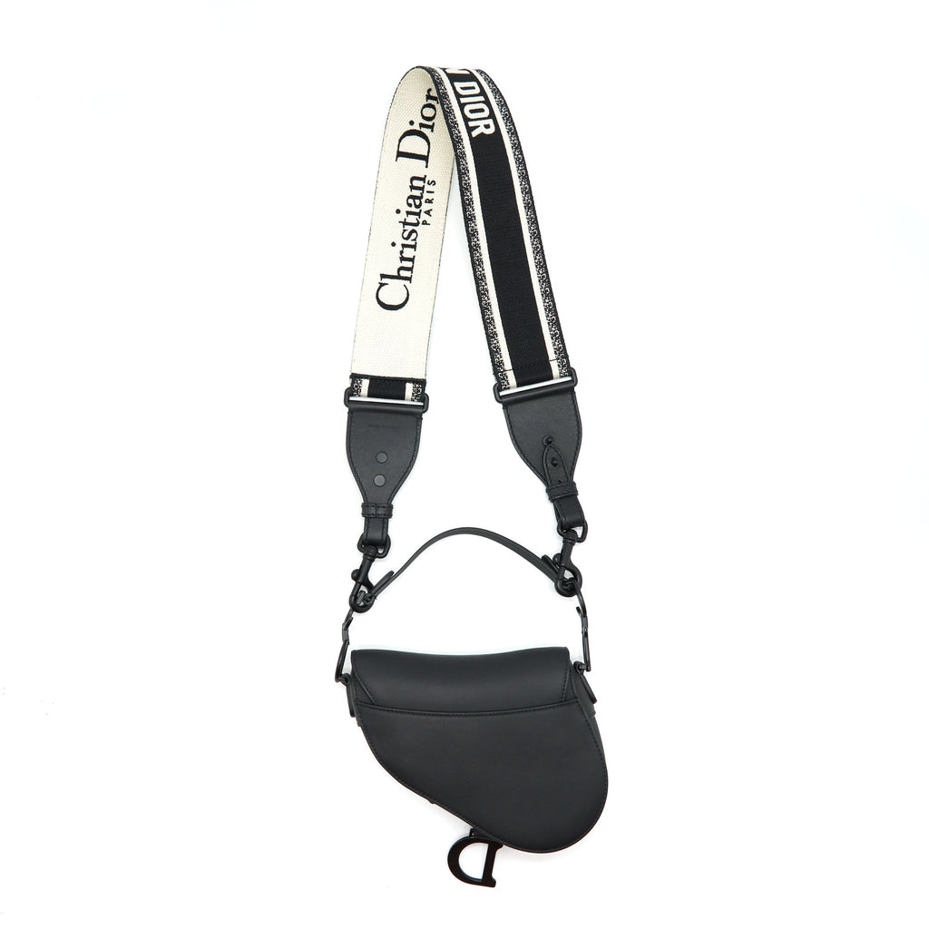 DIOR MINI SADDLE CALFSKIN SO BLACK WITH AN EXTRA SHOULDER STRAP
