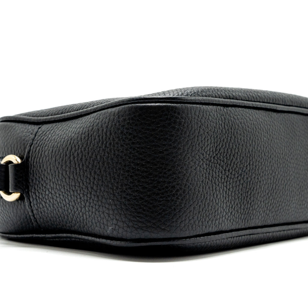 GUCCI SOHO DISCO CAMERA BAG GRAINED CALFSKIN BLACK GHW