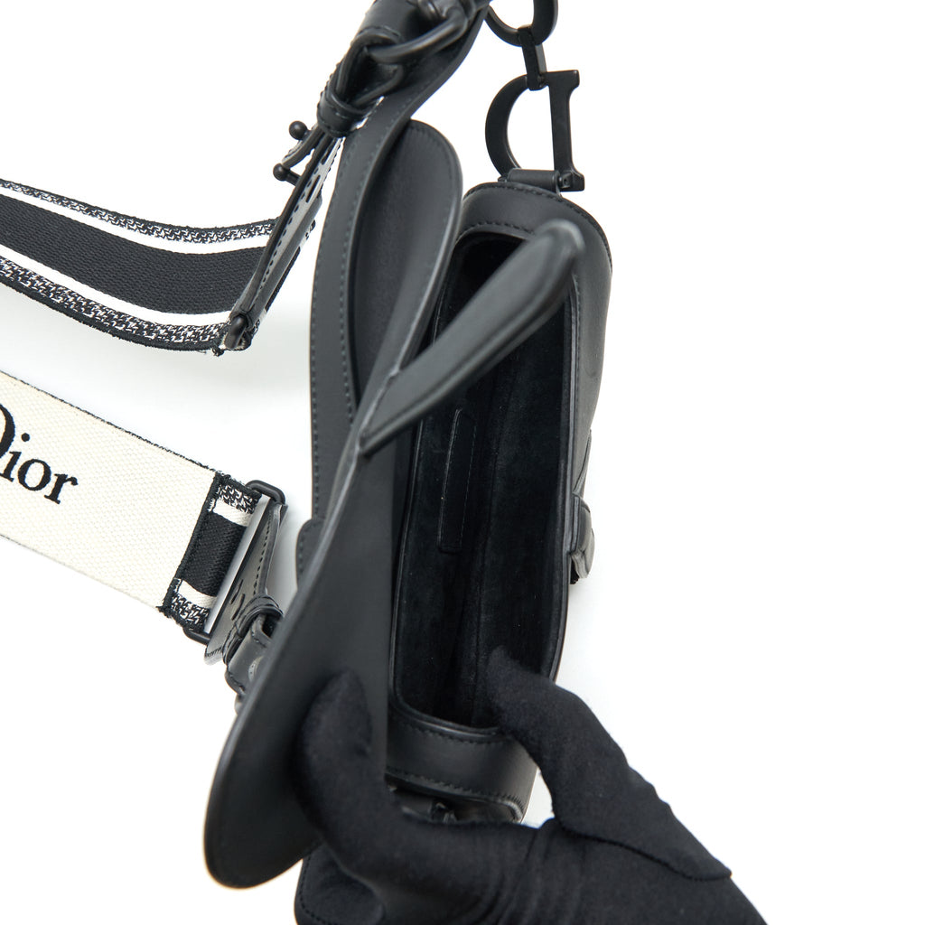 DIOR MINI SADDLE CALFSKIN SO BLACK WITH AN EXTRA SHOULDER STRAP