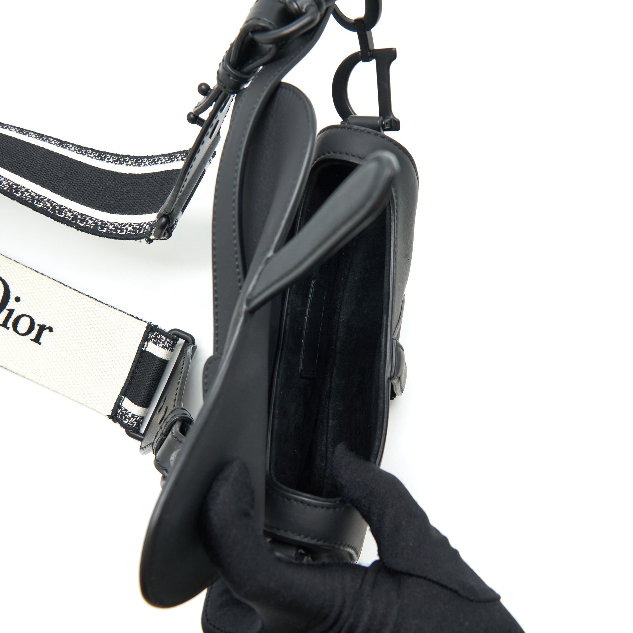 DIOR MINI SADDLE CALFSKIN SO BLACK WITH AN EXTRA SHOULDER STRAP