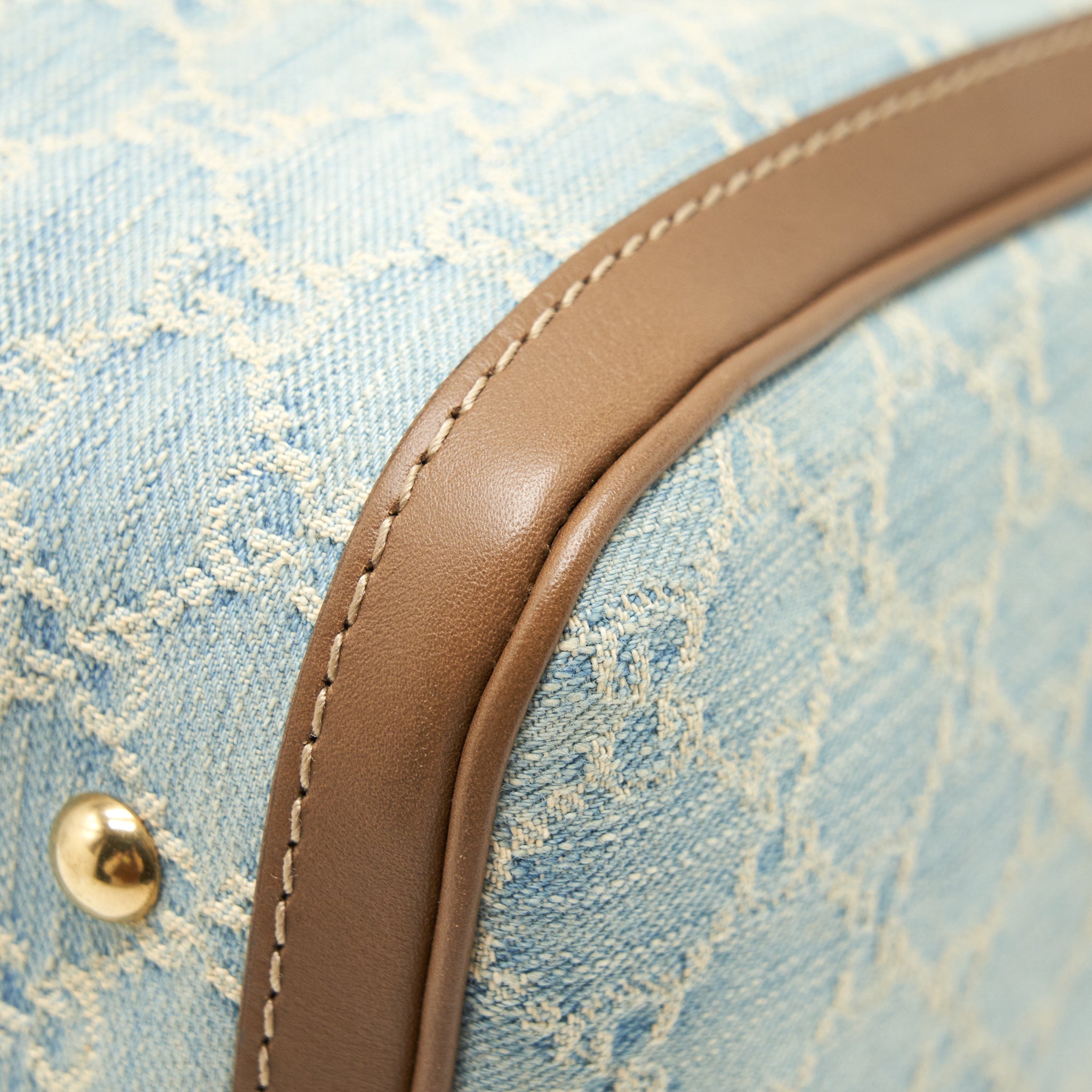GUCCI GG DENIM BOSTON BAG WITH CROSS BODY STRAP