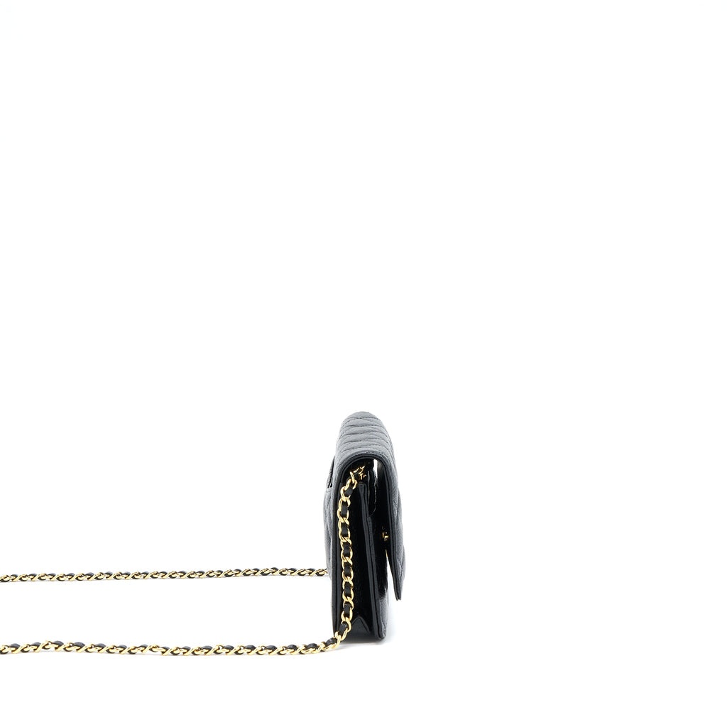 CHANEL CLASSIC WALLET ON CHAIN CAVIAR BLACK GHW(MICROCHIP)
