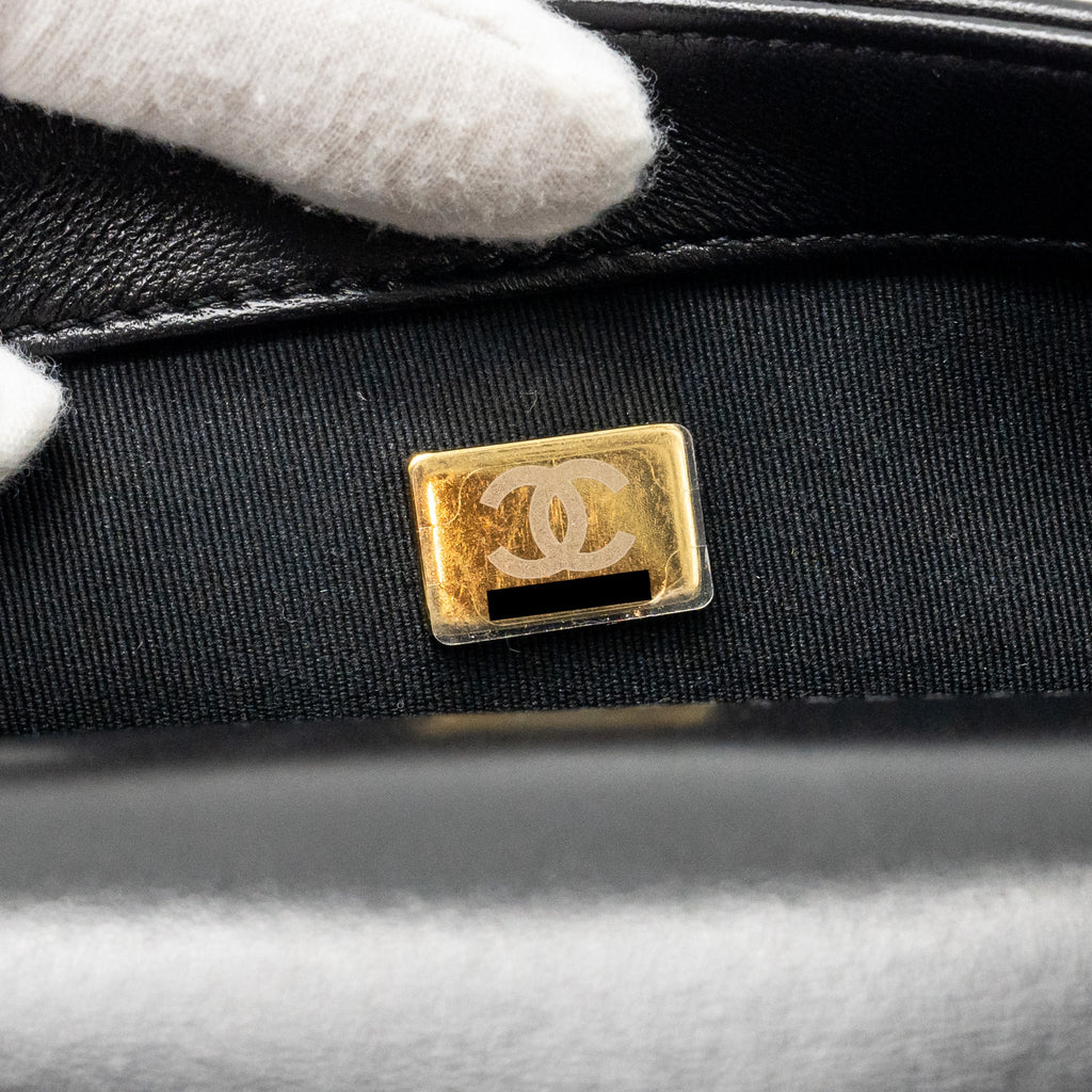 CHANEL 23B MINI FLAP BAG DETAIL CHAIN LAMBSKIN BLACK GHW(MICROCHIP)