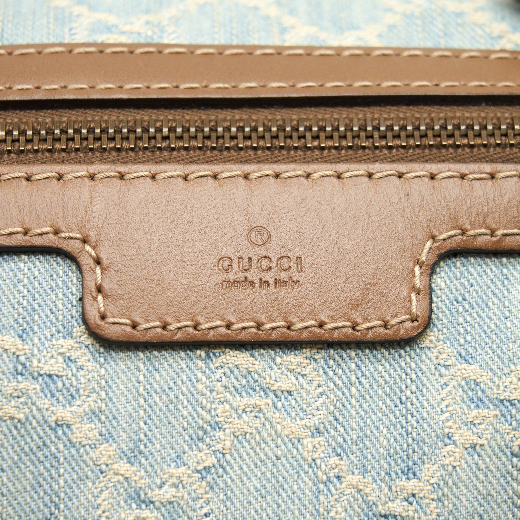 GUCCI GG DENIM BOSTON BAG WITH CROSS BODY STRAP