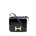 HERMES CONSTANCE 24 SHINY ALLIGATOR LEATHER BLACK GHW