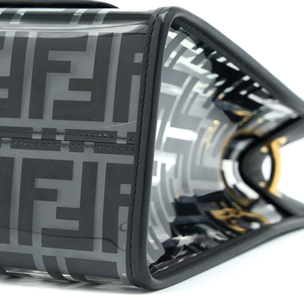 FENDI TRANSPARENT SMALL RUNAWAY TOTE PVC/LEATHER BLACK GHW