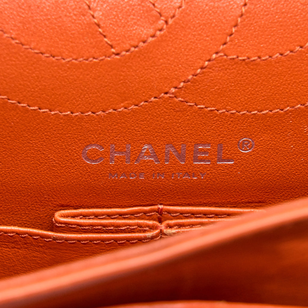 CHANEL SMALL 2.55 REISSUE FLAP BAG PATENT ORANGE SHW