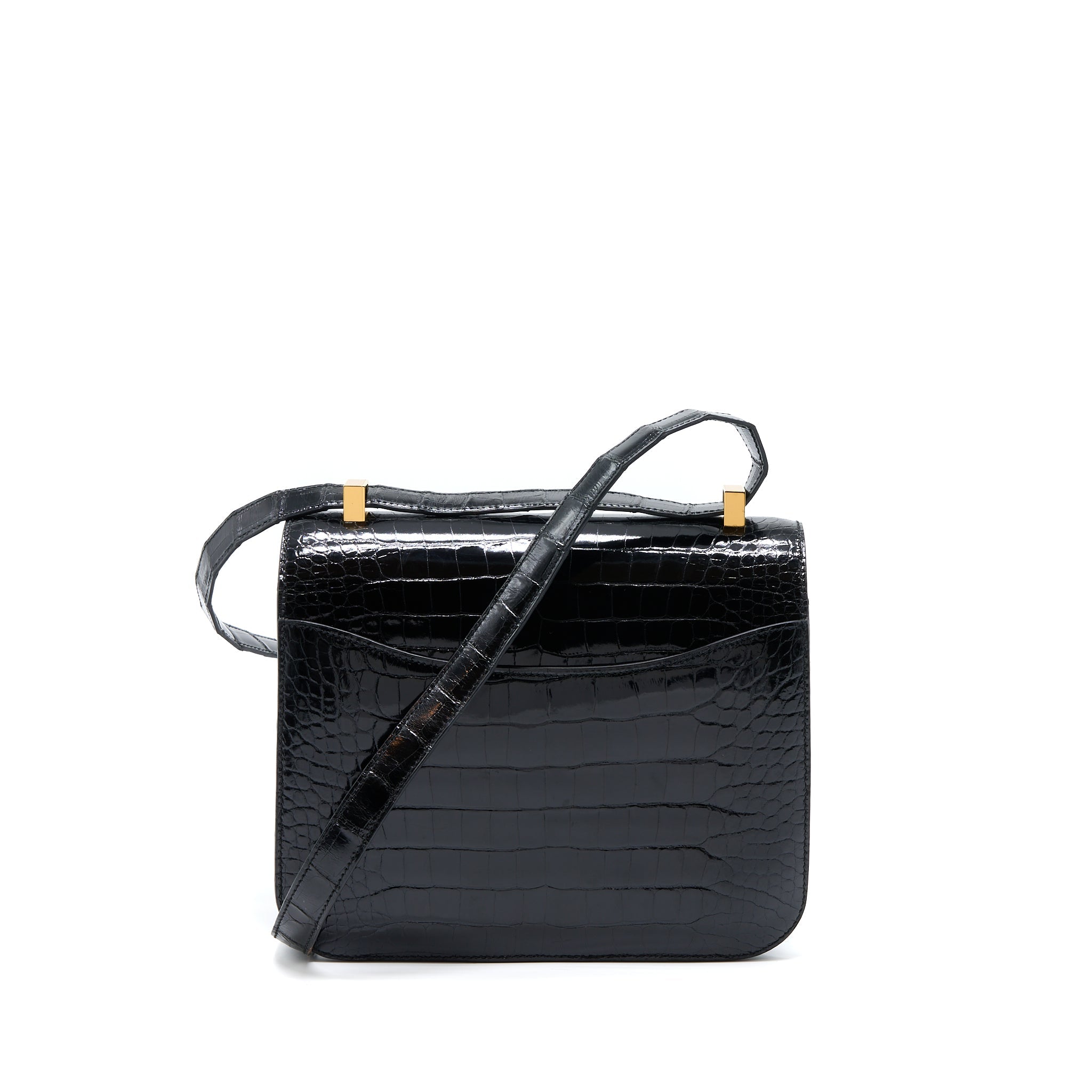 HERMES CONSTANCE 24 SHINY ALLIGATOR LEATHER BLACK GHW