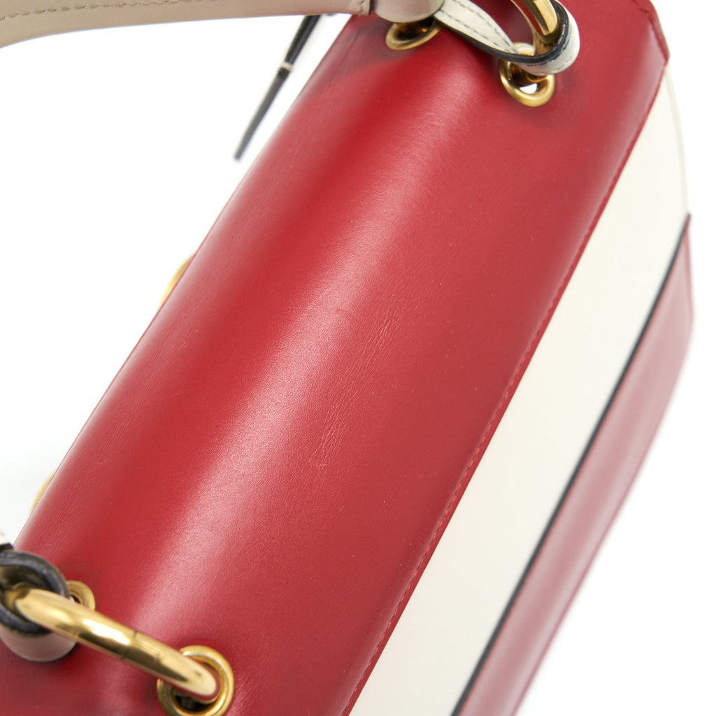 GUCCI QUEEN MARGARET TOP HANDLE BAG WHITE/ RED