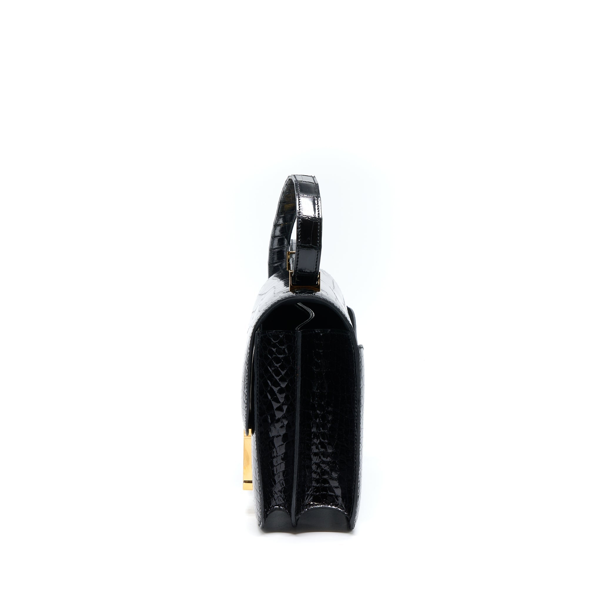 HERMES CONSTANCE 24 SHINY ALLIGATOR LEATHER BLACK GHW