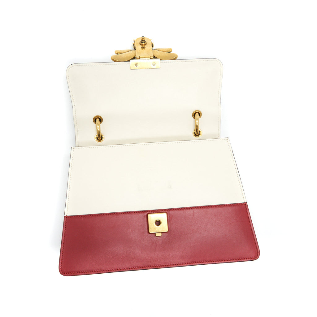 GUCCI QUEEN MARGARET TOP HANDLE BAG WHITE/ RED
